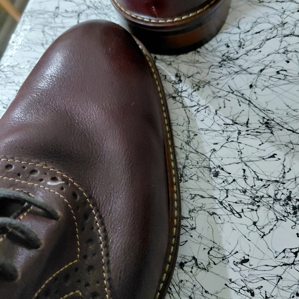 Johnston & Murphy Men’s Oxford Style Shoes. J.M. Warner LU 9D A dark brown color - Picture 7 of 13